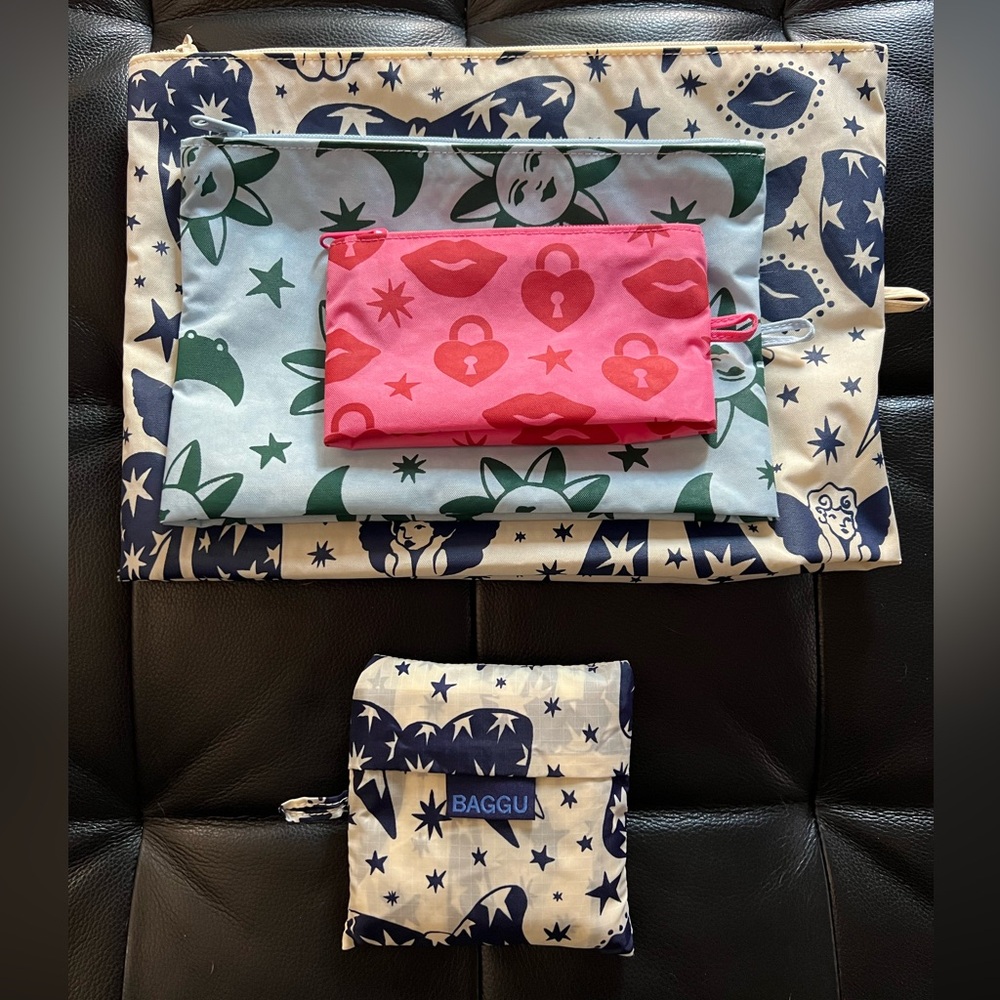 BAGGU Charms Go Pouch Set and Reusable Tote 🩵🤍